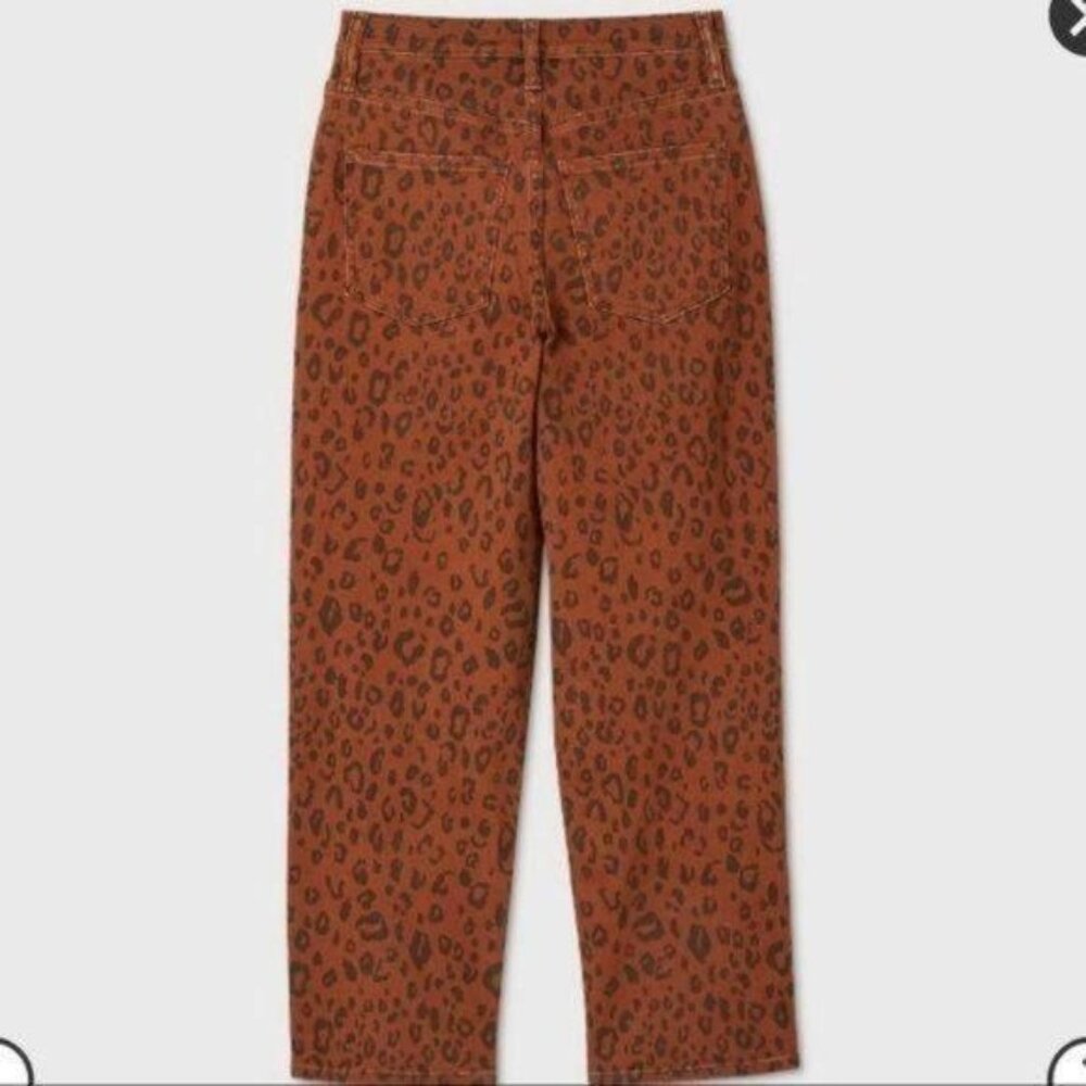 A New Day Leopard Print High Rise Straight Leg Crop Jeans Size 8 - Picture 3 of 15